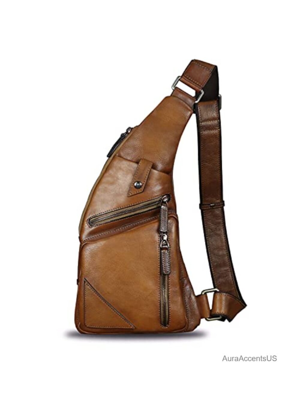 Genuine Leather Sling Bag Crossbody Daypack for Men Handmade Retro